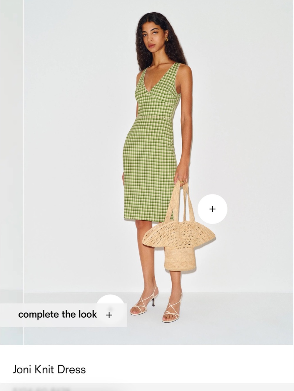 Reformation Green Gingham Midi Dress - Picture 5 of 6